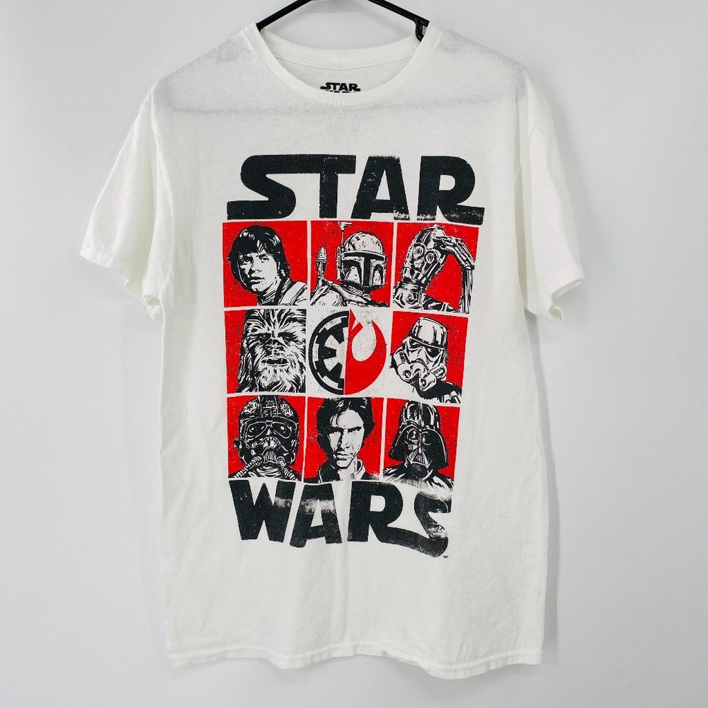 STAR WARS White Short Sleeve Top Mens Medium - Picture 1 of 9